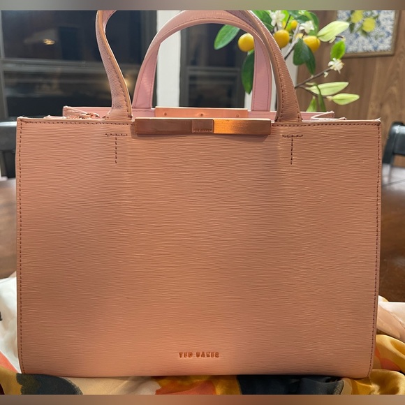 Ted Baker London Bags Ted Baker London Satchel Purse Pink Rosegold Accents Saffiano